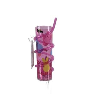 NEW Kids Peeps Cup With Straw Light Up Activated Push Button Pink Bunnies Glows